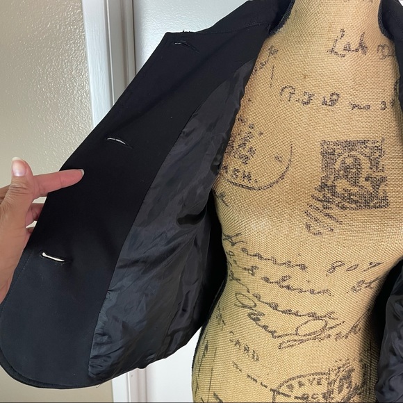 Larry Levine Stretch Black Denim Slightly Cropped Blazer Jacket Size Medium - Picture 8 of 10